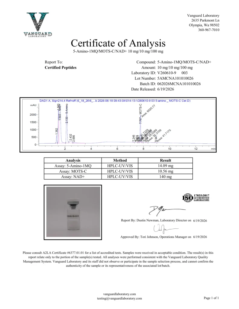 5-Amino-1MQ-Mots-C-NAD-10mg-10mg-100mg-COA