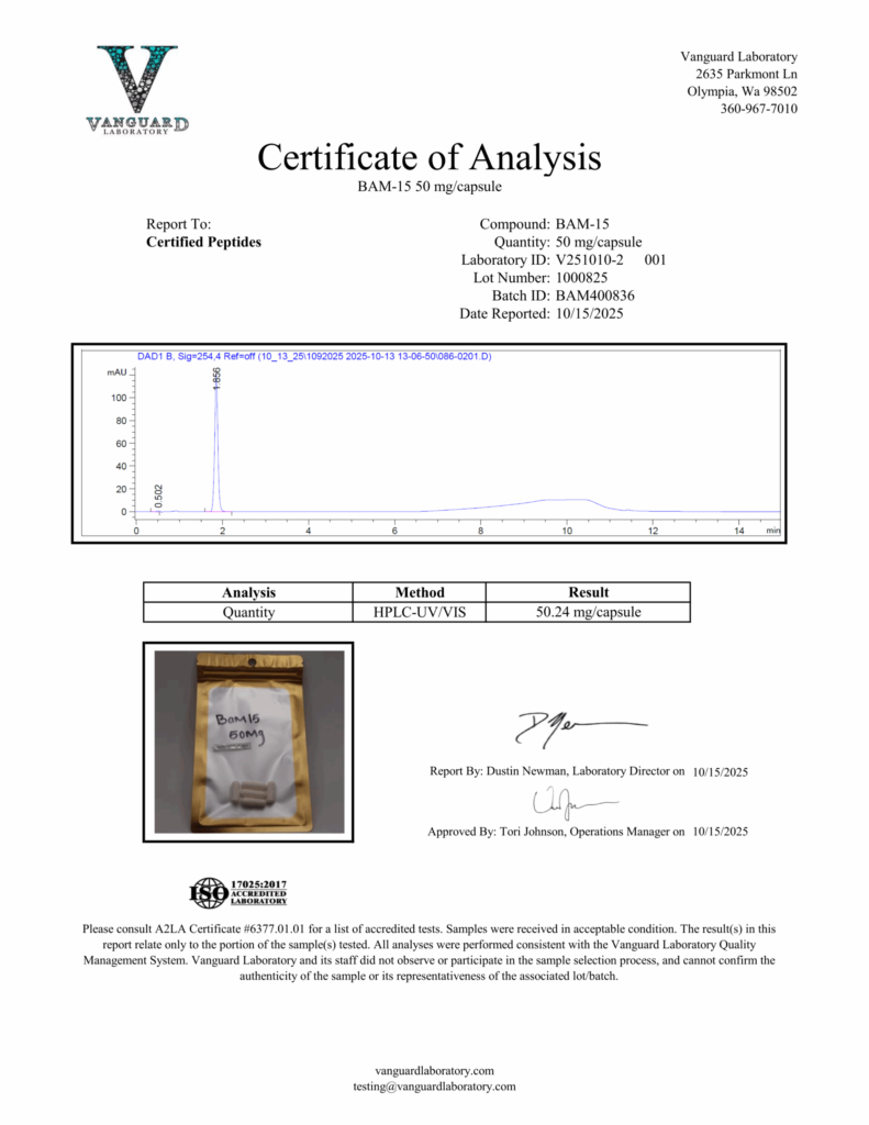 ContaminantLaboratoryReport-BAM-15-50mgTRed-CertifiedPeptides-10.15.2025-scaled